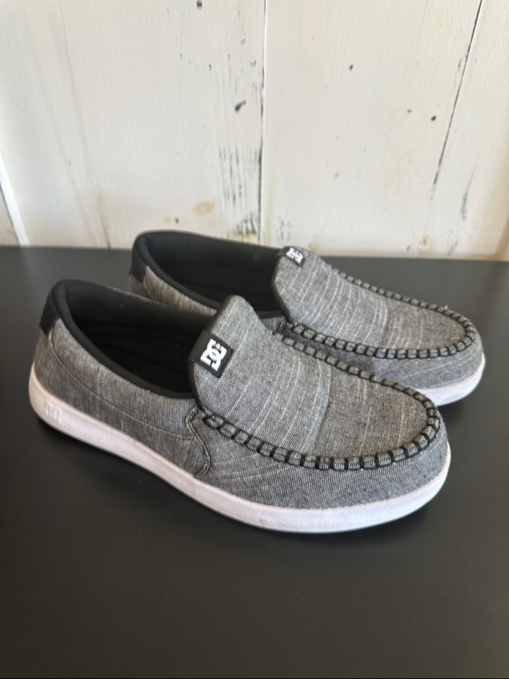 DC Men’s Grey Slip-On Canvas Loafers